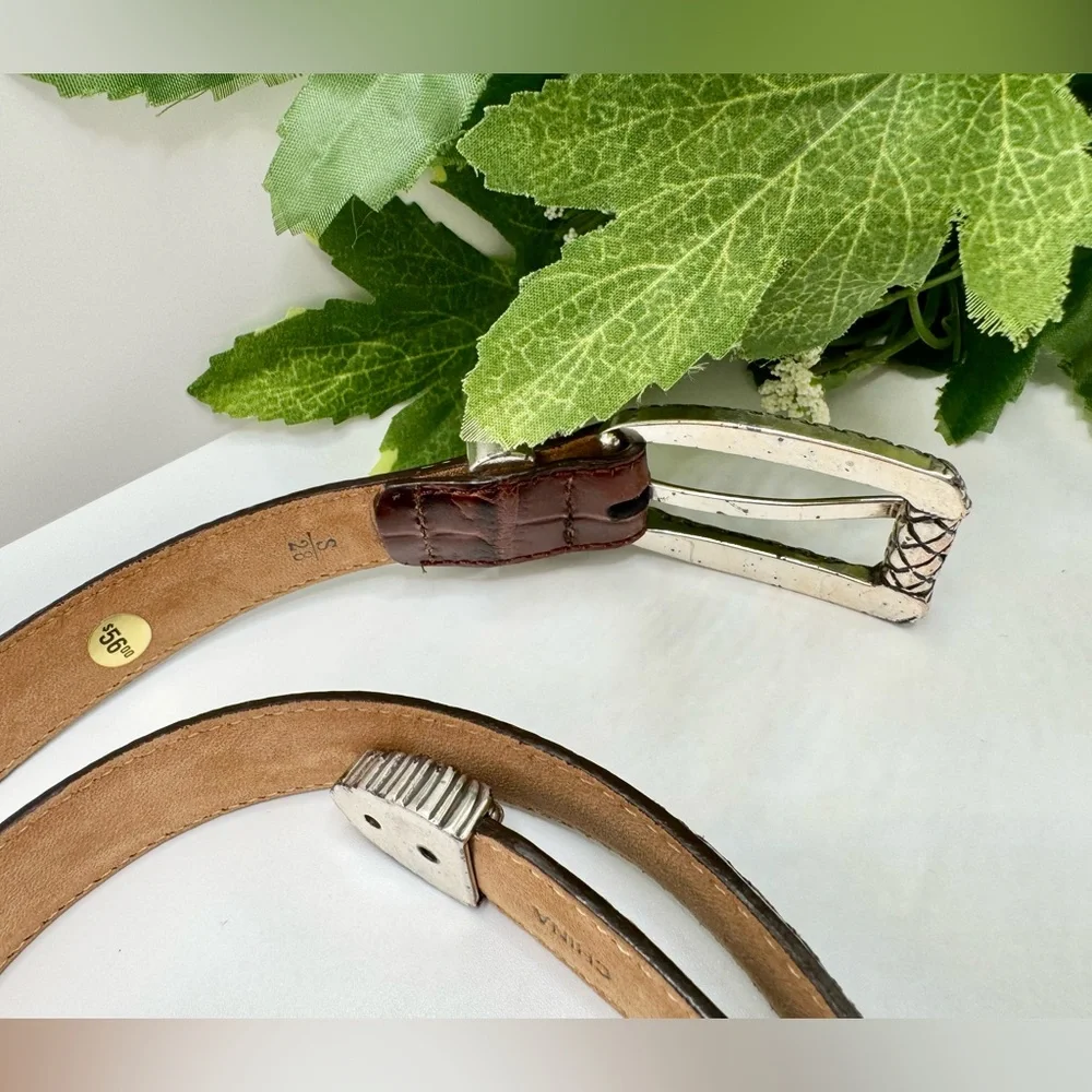 Vintage Brighton Women's  Brown Leather Belt Embelishments